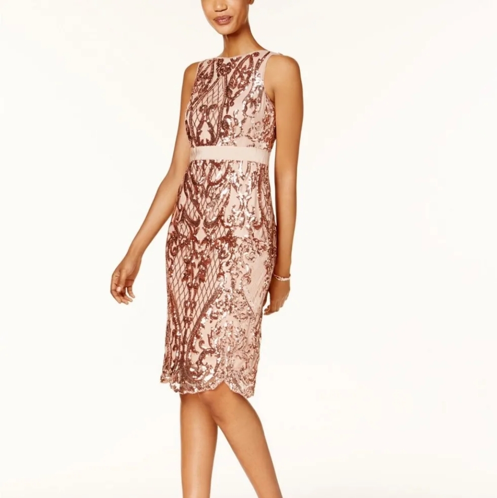 Adrianna Papell Rose Gold Sequin Dress size 10